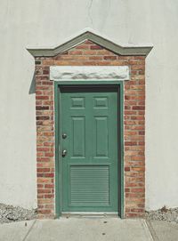 Closed door of building