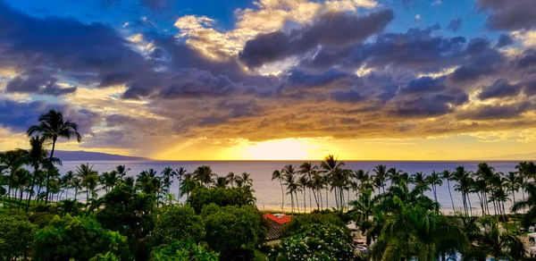 Scenic view of sea against sky during sunset
