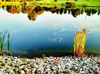 Scenic view of lake against sky