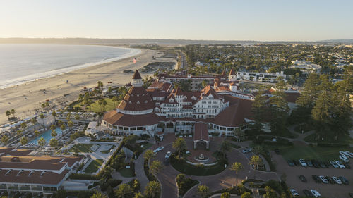 High angle view of buildings in city