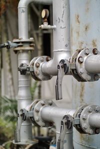 Close-up of pipes in factory