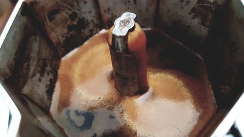 High angle view of cigarette on table