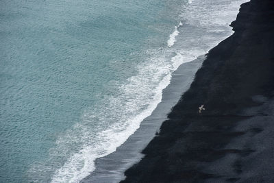 Vik beach in iceland. black volcanic sand