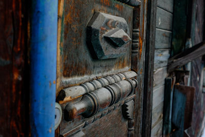 Close-up of old rusty machine part