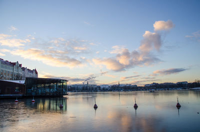 View of river at sunset
