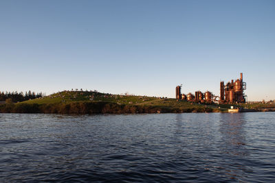 Scenic view of river against clear sky