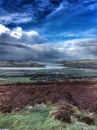 Scenic view of landscape against cloudy sky