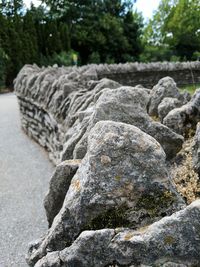 Close-up of rock against sky