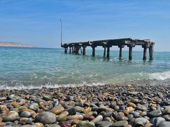 Scenic view of sea against clear sky