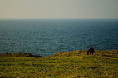 Scenic view of sea against cloudy sky