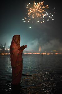 Devotion on water in indian festival chatt puja