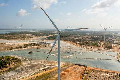 Wind turbines producing clean sustainable energy, clean energy future. kalpitiya, sri lanka.