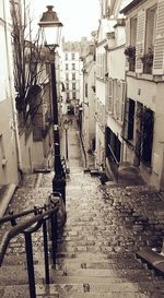 Narrow alley along buildings