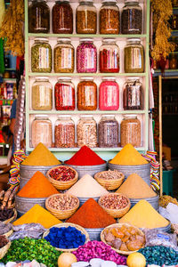 Close-up of multi colored store for sale in market