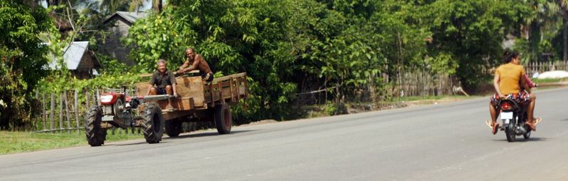 Person riding bicycle on road