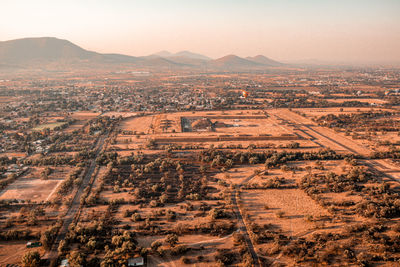 High angle view of cityscape against sky