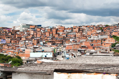 High angle view of townscape against sky