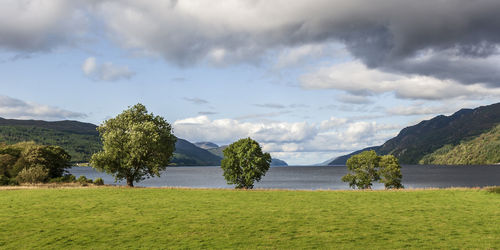 Scenic view of land against sky