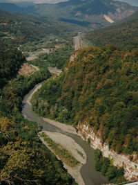 Sky bridge. high angle view of road by river