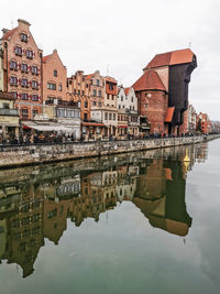 Reflection of buildings in city of gdansk