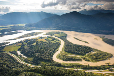 Aerial view of landscape against sky