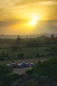 Scenic view of landscape against sky during sunset