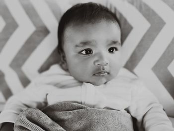 Portrait of cute baby at home