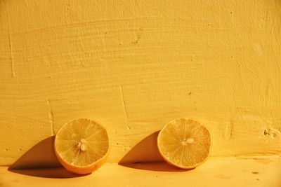 Close-up of oranges on table