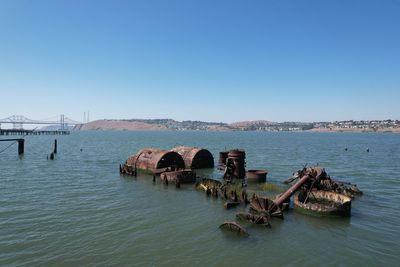 Train wreck under water in crockett california