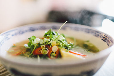 Close-up of soup in bowl