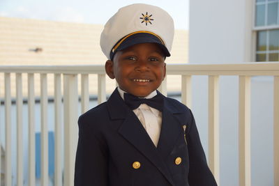 Little boy in captain uniform