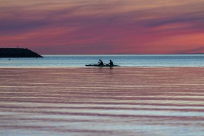 Kayak ride on st-laurence river at sunset matane