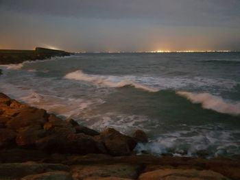 Scenic view of sea against sky during sunset