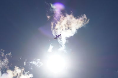 Low angle view of vapor trail against sky