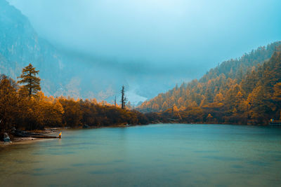 Scenic view of lake against sky