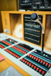 High angle view of computer keyboard on table