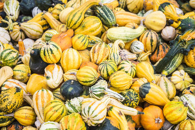 Full frame shot of pumpkins in market