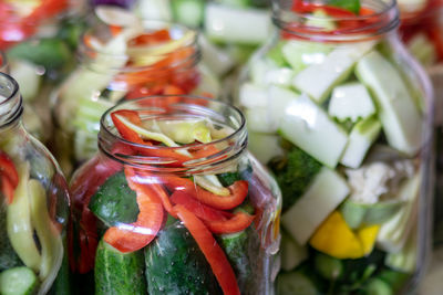 Close-up of fruits in jar