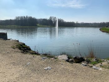 Scenic view of lake against sky