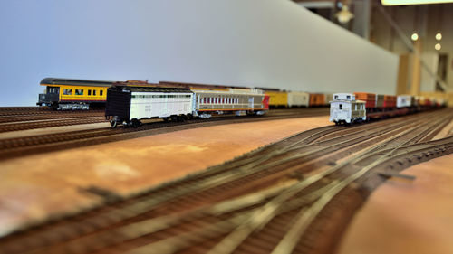Train on railroad station platform against sky