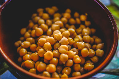 High angle view of eggs in container