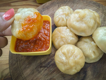 High angle view of food on table