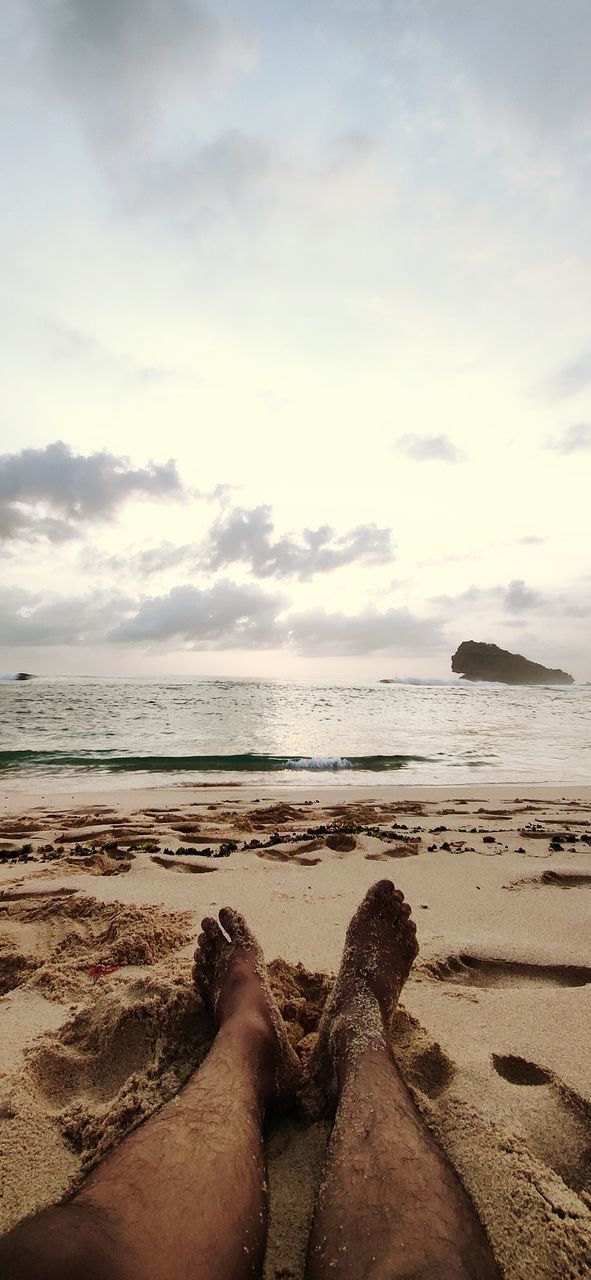 LOW SECTION OF MAN ON BEACH