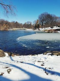 Scenic view of frozen lake against sky