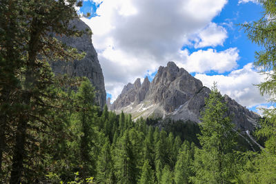 Scenic view of mountains against cloudy sky