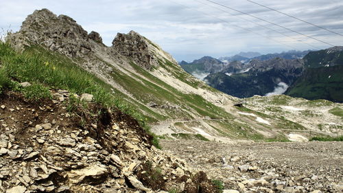 Scenic view of landscape and mountains against sky