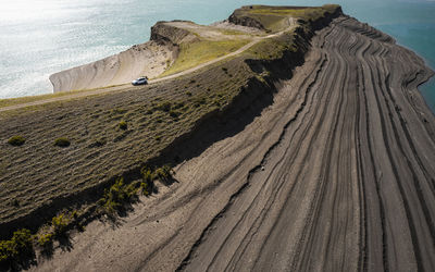 Driving near reservoir in dagestan 