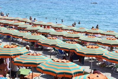 High angle view of people on beach