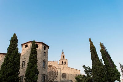 Low angle view of the old building against clear sky