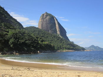 Sea by sugarloaf mountain against sky